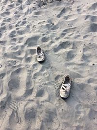 High angle view of abandoned on beach