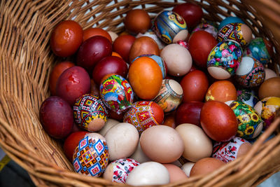 Close-up of eggs in basket