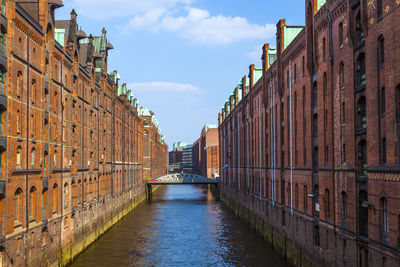 Famous old speicherstadt in hamburg, build with red bricks