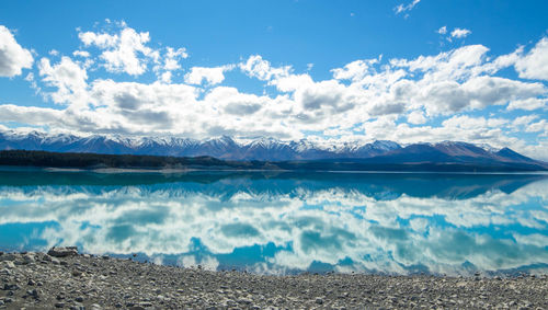 Scenic view of lake against sky