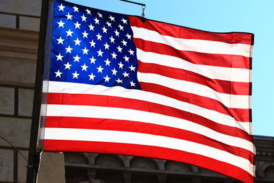 Low angle view of american flag