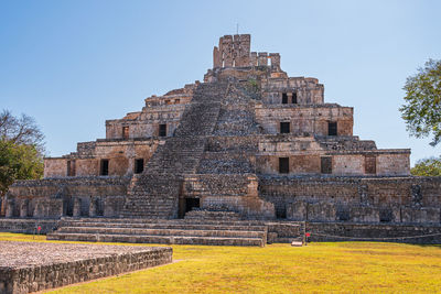 Maya temple in the archeological site of edzna, situated in the state of campeche, mexico