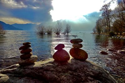 Scenic view of lake against sky