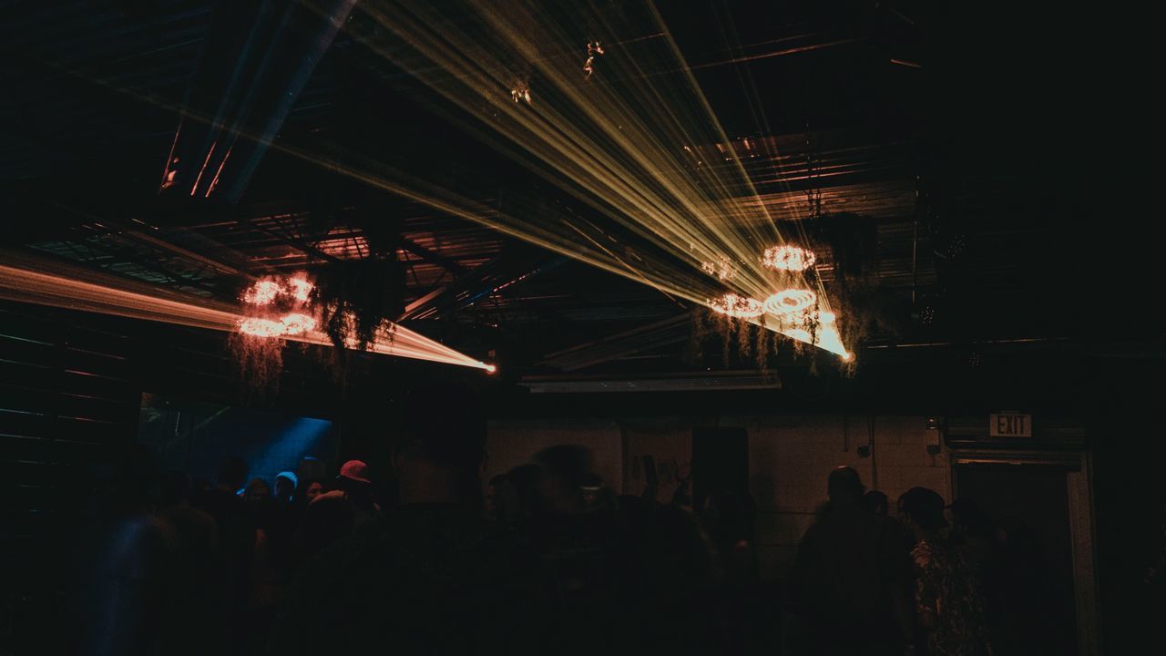 GROUP OF PEOPLE IN ILLUMINATED CONCERT