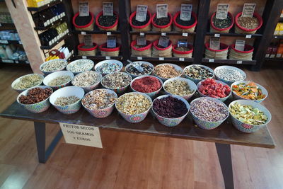 Various fruits in store for sale at market