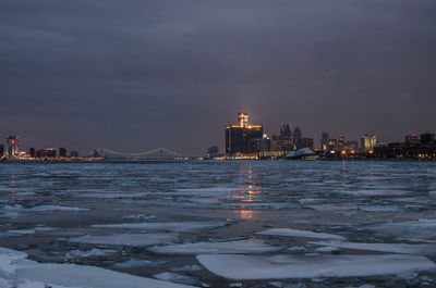 Illuminated cityscape at night