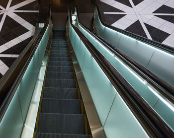 High angle view of escalator