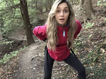 Portrait of woman in forest