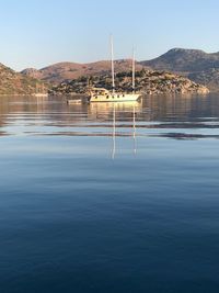 Scenic view of lake against clear sky