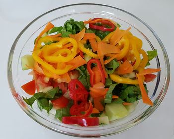 Close-up of chopped vegetables in bowl
