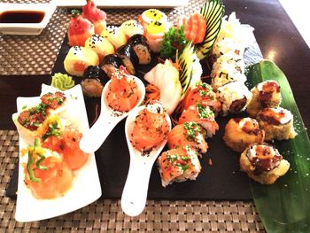 Close-up of served food in plate