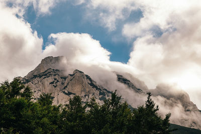 Low angle view of mountains against sky