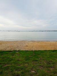 Scenic view of sea against cloudy sky