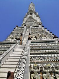 Low angle view of temple building against clear sky