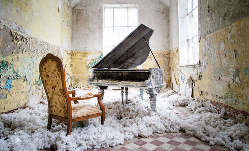 Piano in abandoned building