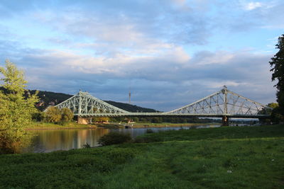 Bridge over river against sky