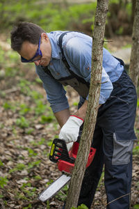 Man working on wood