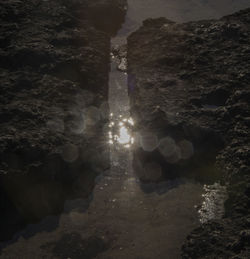 Water flowing through rocks