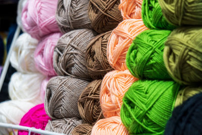 Full frame shot of multi colored wool