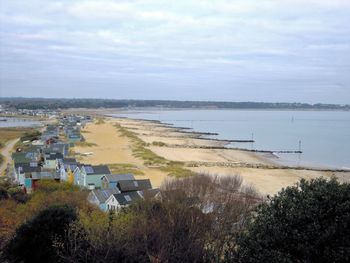 High angle view of beach against sky
