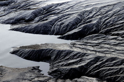 Aerial view of frozen waterfall