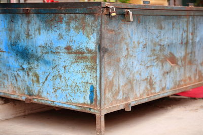 0099 big metal waste container painted blue. sunday market-hotan-xinjiang-china.