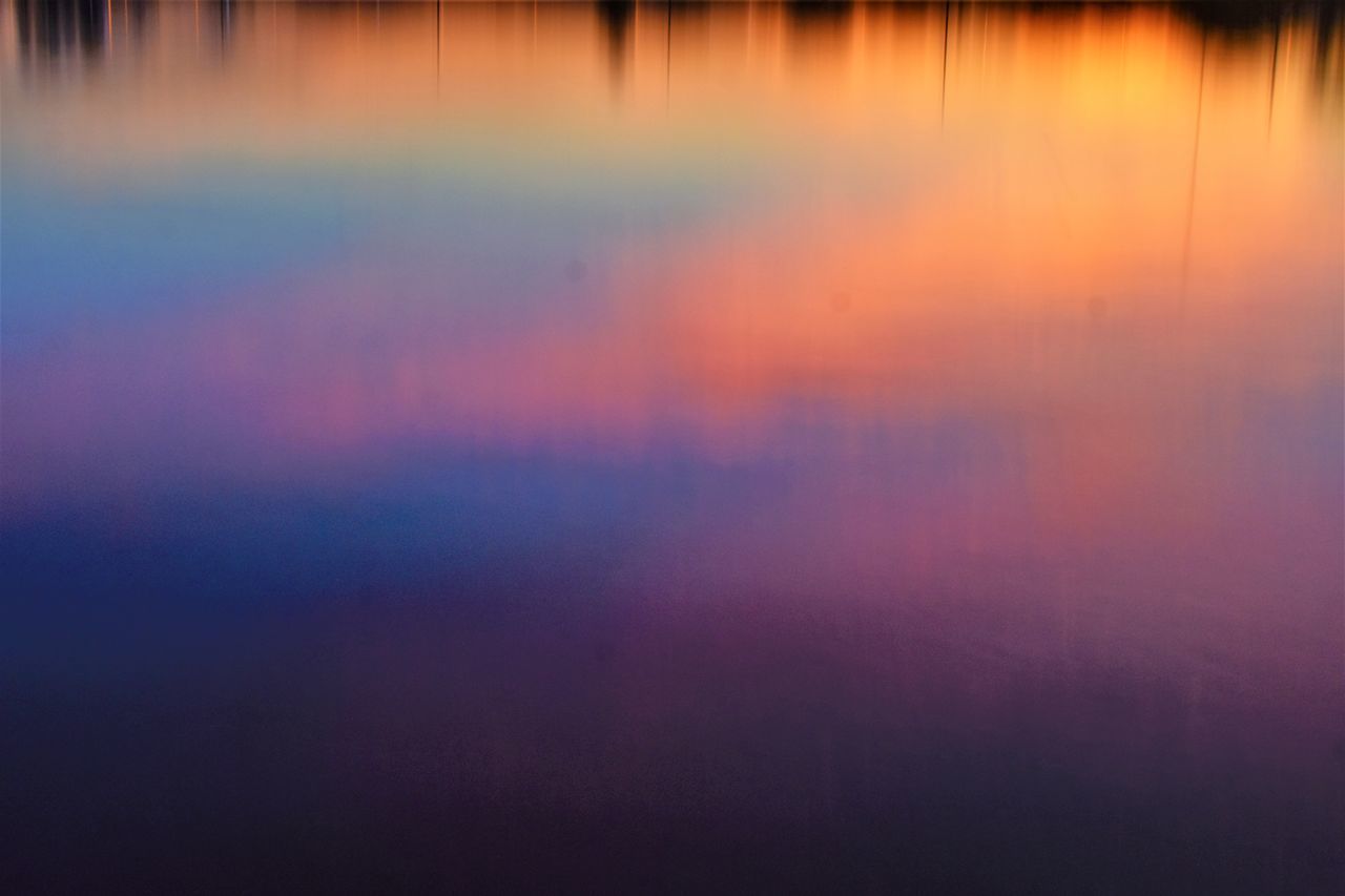 SCENIC VIEW OF LAKE AT SUNSET