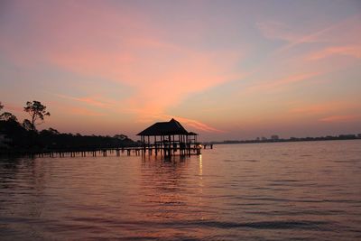 Scenic view of sea at sunset