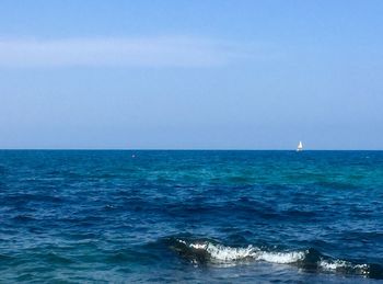 Scenic view of sea against clear sky