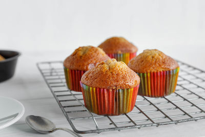 Close-up of cupcakes on table