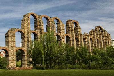 The acueducto de los milagros miraculous aqueduct is the ruins of a roman aqueduct bridge