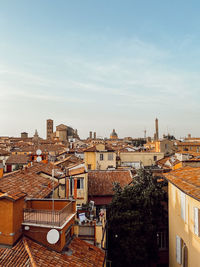 Cityscape against clear sky in bologna, italy