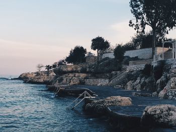 Scenic view of sea against clear sky