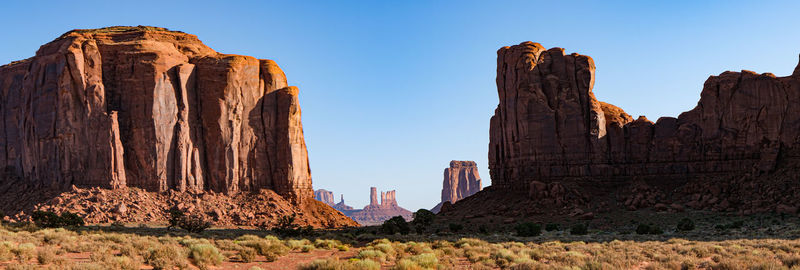 Panoramic view of rock formations against sky