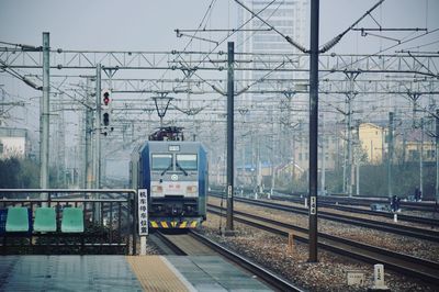 Train approaching at railroad station