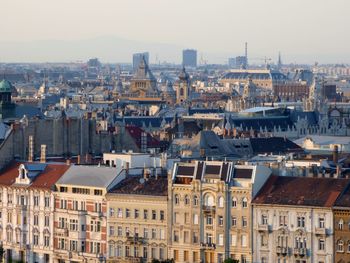 High angle view of buildings in city