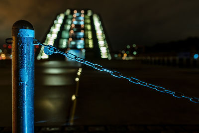 Close-up of illuminated lights at night