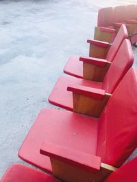 Close-up of pink stack on sand at beach