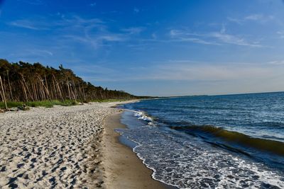 Scenic view of sea against blue sky