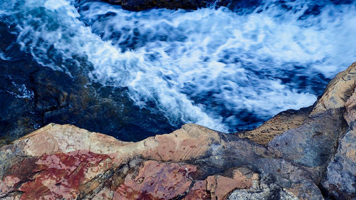 High angle view of waterfall