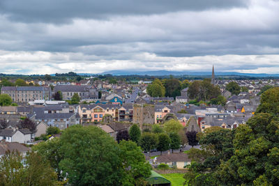 High angle view of townscape against sky