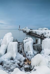 Scenic view of frozen sea against sky