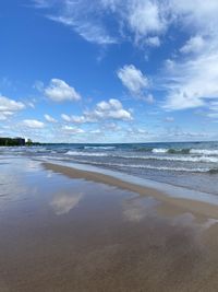 Scenic view of beach against sky