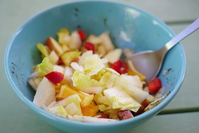 High angle view of breakfast served in bowl