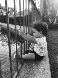 Girl looking at lake