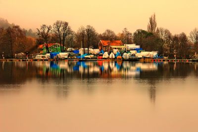 Scenic view of lake against clear sky