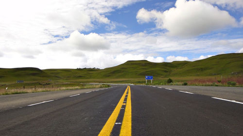 Empty road along countryside landscape