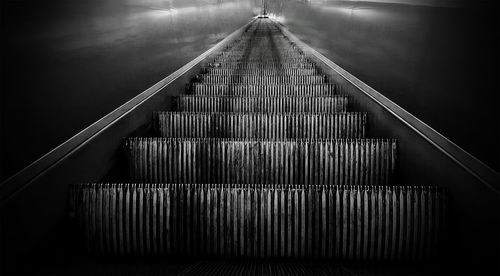 High angle view of empty escalator