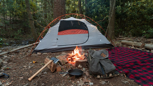 Tent campsite in the blue ridge mountains.