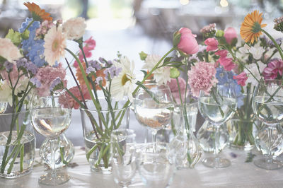 Close-up of flowers on table